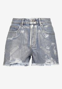 Born2be - Niebieskie Bawełniane Szorty Jeansowe z Wysokim Stanem Galagia. Stan: podwyższony. Kolor: niebieski. Materiał: bawełna, jeans. Styl: sportowy, elegancki, klasyczny #7