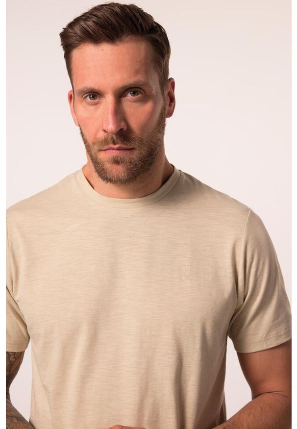 JAY-PI - Męski T-shirt fitness rękaw 1/2 QuickDry nadruk z tyłu do rozm. 7 XL. Kolekcja: plus size. Kolor: beżowy. Materiał: materiał, poliester, bawełna. Wzór: nadruk. Sport: fitness