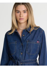 Big-Star - Koszula damska jeansowa 2w1 z paskiem granatowa Eliff 550. Kolor: niebieski. Materiał: jeans. Długość: długie. Styl: klasyczny, elegancki #4