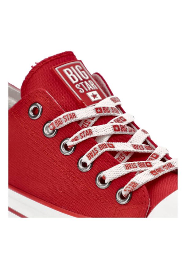 Big-Star - Czerwone Trampki Big Star Damskie Wygodne Buty. Kolor: czerwony. Materiał: materiał. Szerokość cholewki: normalna. Wzór: nadruk. Styl: sportowy