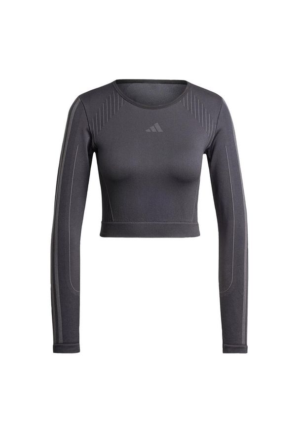 Adidas - Koszulka Knit Long Sleeve. Kolor: czarny, szary, wielokolorowy. Materiał: materiał. Długość rękawa: długi rękaw. Długość: krótkie. Sport: fitness