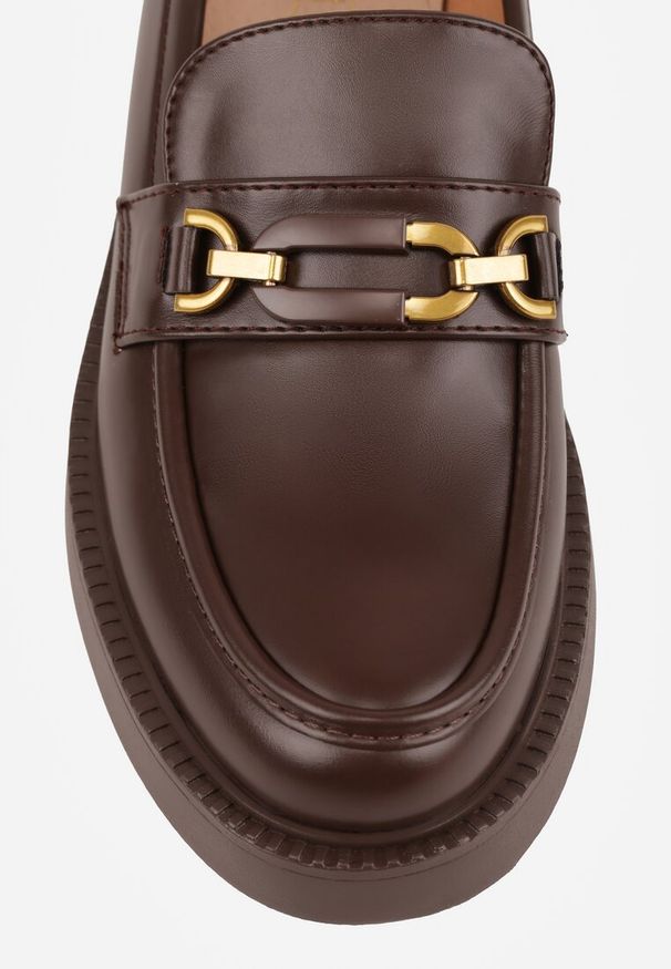 Renee - Brązowe Eleganckie Mokasyny VICES z Aplikacją i Wkładką ze Skóry Naturalnej Arinatta. Kolor: brązowy. Materiał: skóra. Wzór: aplikacja. Styl: elegancki