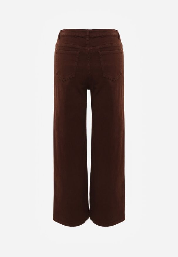 Renee - Ciemnobrązowe Szerokie Jeansy High Waist z Bawełny Physossia. Okazja: na co dzień. Stan: podwyższony. Kolor: brązowy. Styl: casual