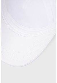 Hugo - HUGO czapka bawełniana kolor biały z nadrukiem. Kolor: biały. Materiał: bawełna. Wzór: nadruk