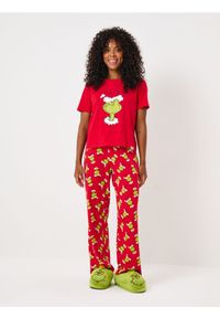 Sinsay - Bawełniana piżama dwuczęściowa z nadrukiem Grinch - czerwony. Kolor: czerwony. Materiał: bawełna. Wzór: nadruk #1