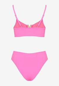 Born2be - Fuksjowe Bikini Biustonosz z Metaliczną Ozdobą i Majtki Figi Kinirela. Kolor: różowy. Wzór: aplikacja #4