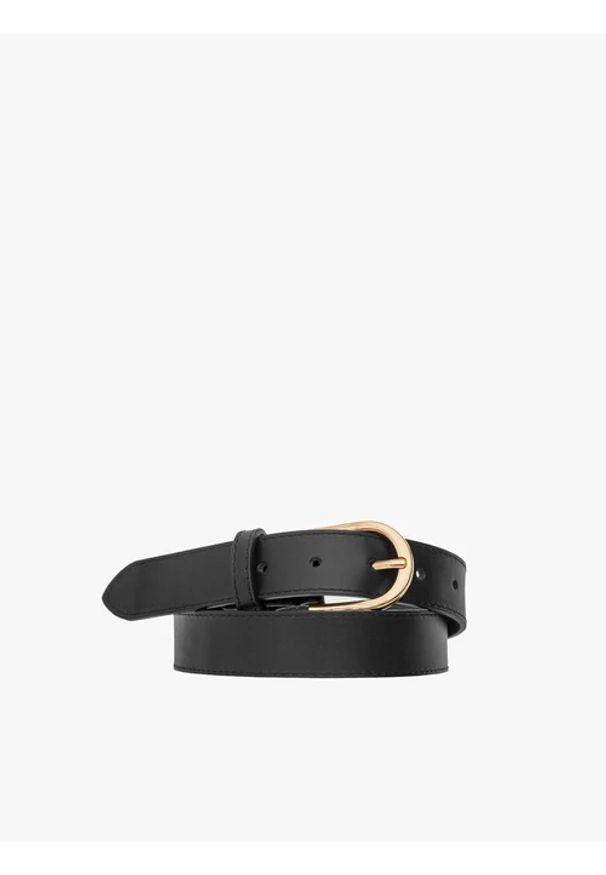 Ryłko - Czarny pasek damski. Kolor: czarny. Materiał: skóra