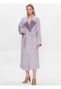 Calvin Klein Płaszcz wełniany K20K205855 Fioletowy Regular Fit. Kolor: fioletowy. Materiał: wełna #1