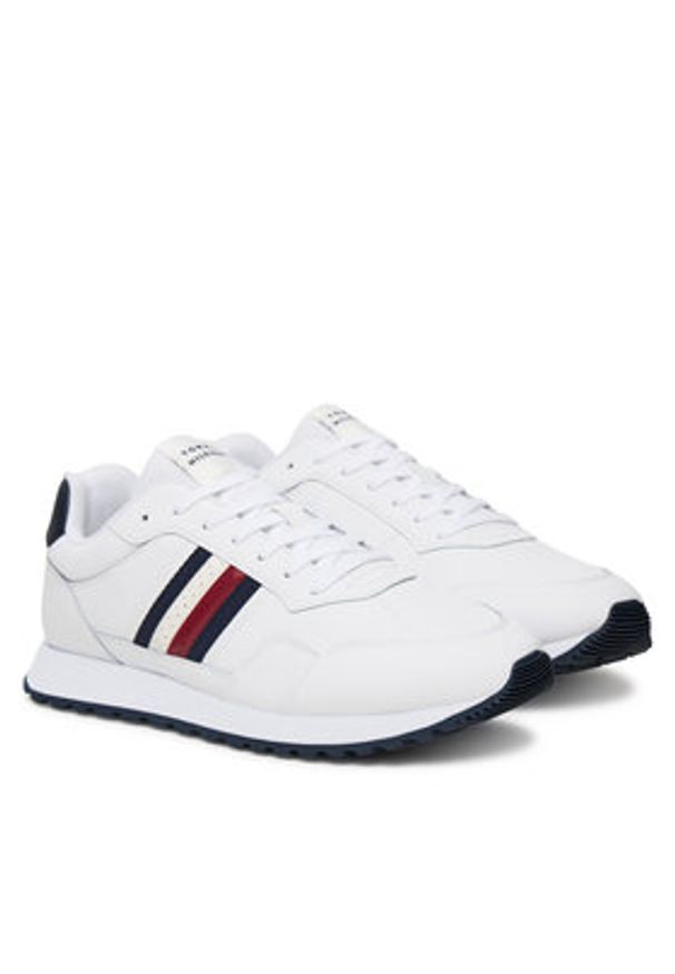 TOMMY HILFIGER - Tommy Hilfiger Sneakersy New Runner Eva Stripes FM0FM05637 Biały. Kolor: biały. Materiał: skóra