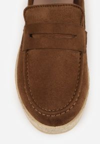 Renee - Brązowe Mokasyny z Plecionką w Stylu Boho Galenatea. Okazja: na co dzień, do pracy. Kolor: brązowy. Materiał: jeans. Wzór: aplikacja. Sezon: lato. Styl: boho #3