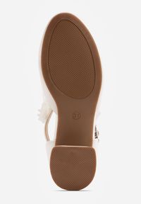 Born2be - Białe Eleganckie Sandały Czółenka na Niskim Słupku z Kwiatową Aplikacją Hialea. Okazja: na uczelnię, na komunię. Kolor: biały. Wzór: aplikacja, kwiaty. Styl: elegancki #6