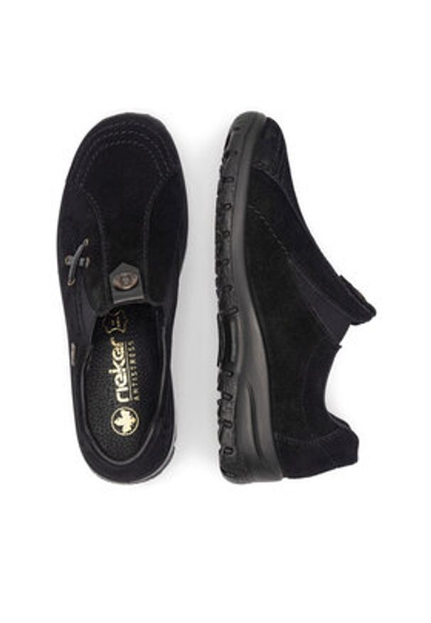 Rieker Półbuty L7171-00 Czarny. Kolor: czarny. Materiał: skóra, zamsz