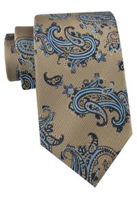 Krawat Męski - Angelo di Monti - Beżowy w Duże Paisley. Kolor: brązowy, beżowy, wielokolorowy. Materiał: tkanina. Wzór: paisley. Styl: elegancki, wizytowy #1