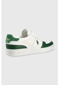 Polo Ralph Lauren sneakersy skórzane POLO CRT kolor zielony. Nosek buta: okrągły. Zapięcie: sznurówki. Kolor: zielony. Materiał: skóra #4