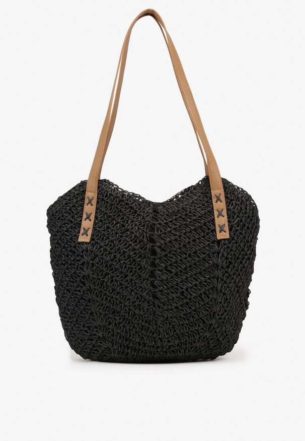 Born2be - Czarna Torebka na Ramię z Plecionki w Stylu Boho Liramirae. Kolor: czarny. Sezon: lato. Styl: boho. Rodzaj torebki: na ramię