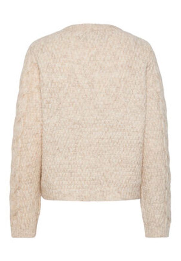 Pieces Sweter 17140372 Beżowy Regular Fit. Kolor: beżowy. Materiał: syntetyk