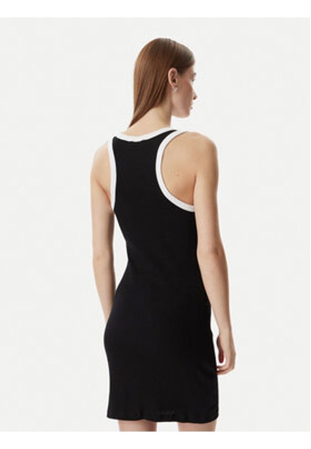 Karl Lagerfeld - KARL LAGERFELD Sukienka codzienna B2W46087 Czarny Slim Fit. Okazja: na co dzień. Typ kołnierza: dekolt w karo. Kolor: czarny. Materiał: bawełna. Typ sukienki: proste. Styl: casual