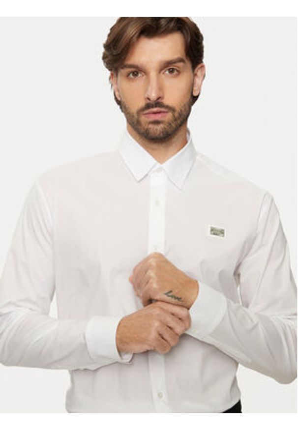 Karl Lagerfeld - KARL LAGERFELD Koszula 605947 544671 Biały Regular Fit. Typ kołnierza: dekolt w karo. Kolor: biały. Materiał: bawełna