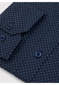 Pako Lorente - PAKO LORENTE – Granatowa koszula męska w mikrowzór. Kolor: niebieski. Materiał: bawełna, elastan. Długość rękawa: długi rękaw. Długość: długie. Sezon: zima, jesień #2