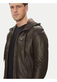 Serge Pariente Kurtka skórzana Ondo Brązowy Regular Fit. Kolor: brązowy. Materiał: skóra #5