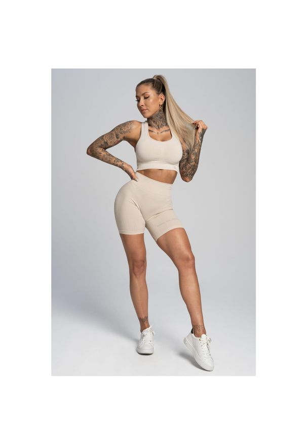 GYM GLAMOUR - Bikery fitness damskie Gym Glamour push up. Kolor: biały. Sport: fitness