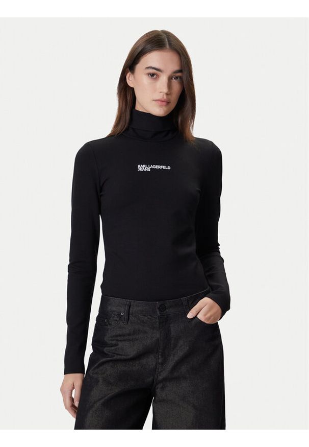 Karl Lagerfeld Jeans Golf A4W17015 Czarny Slim Fit. Typ kołnierza: golf. Kolor: czarny. Materiał: wiskoza