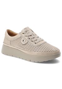 Półbuty damskie Vinceza, cholewka ze skóry naturalnej licowej z perforacją wiązanie z przodu na płaskiej podeszwie, złote, 79629. Kolor: złoty. Materiał: skóra. Szerokość cholewki: normalna. Obcas: na płaskiej podeszwie #1