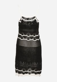 Born2be - Czarna Szydełkowa Sukienka na Ramiączkach z Wiskozy z Metaliczną Nicią Filadria. Okazja: na co dzień. Kolor: czarny. Materiał: wiskoza. Długość rękawa: na ramiączkach. Sezon: lato. Styl: elegancki, casual #3