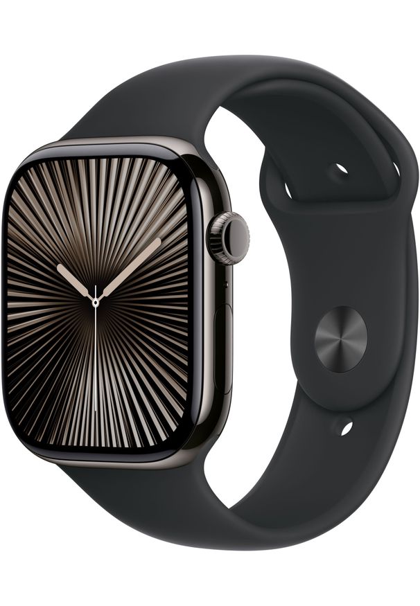 APPLE - Apple Watch Series 10 GPS + Cellular 46mm z tytanu w kolorze łupka z paskiem sportowym w kolorze czarnym - S/M - Gwarancja bezpieczeństwa. Proste raty. Kolor: czarny. Styl: sportowy