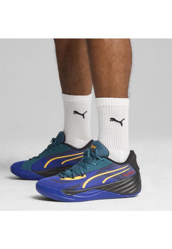 Puma - Buty do koszykówki All-Pro NITRO™ Crowd Craze PUMA. Kolor: zielony, czarny, niebieski, wielokolorowy. Materiał: materiał, syntetyk. Szerokość cholewki: normalna. Sport: koszykówka