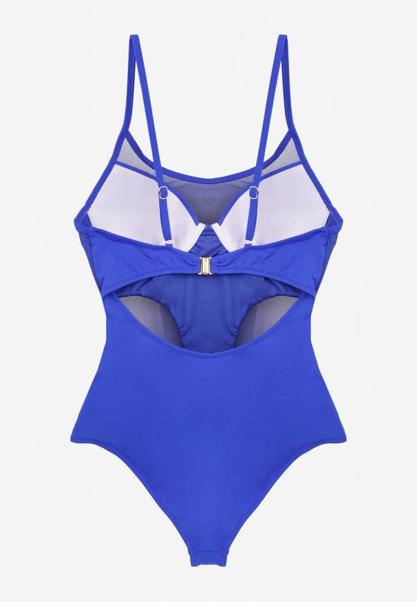 Renee - Niebieski Jednoczęściowy Strój Kąpielowy z Siateczką i Wycięciem na Plecach Xenneth. Kolor: niebieski