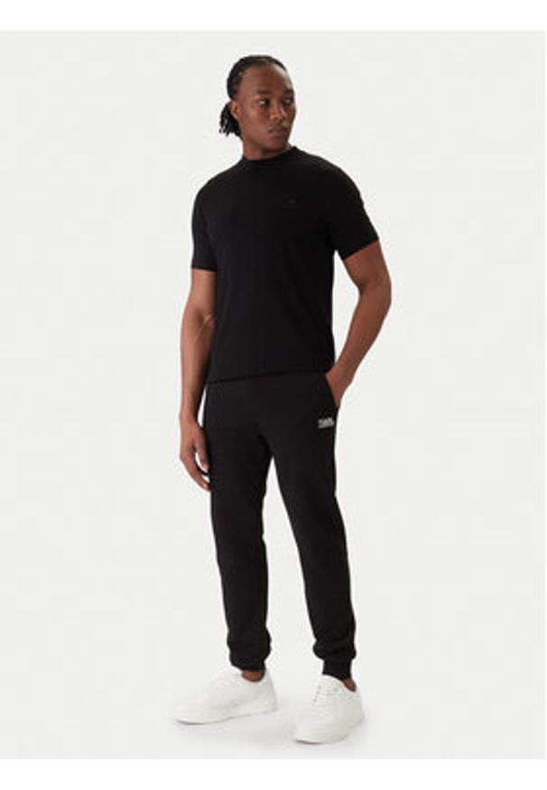 Karl Lagerfeld - KARL LAGERFELD T-Shirt 755054 561221 Czarny Regular Fit. Typ kołnierza: dekolt w karo. Kolor: czarny. Materiał: bawełna