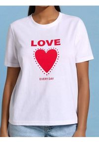 Sinsay - Koszulka z motywem serca - biały. Kolor: biały #1