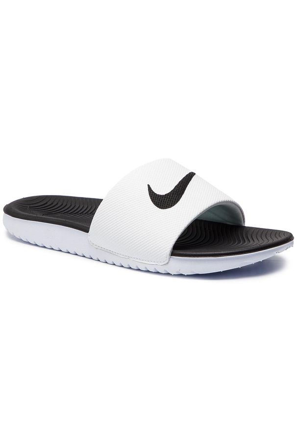 Klapki Nike Kawa Slide (GS/PS) 819352 100 White/Black. Kolor: biały. Materiał: skóra