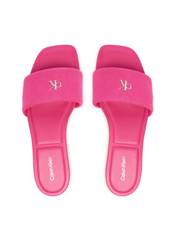 Calvin Klein Klapki Square Flat Sndl Canvas Hw HW0HW03129 Różowy. Kolor: różowy. Materiał: materiał