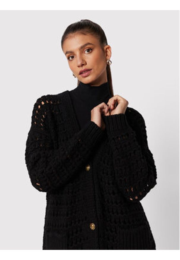 Pinko Kardigan Mimosa 1G18C6 A0AD Czarny Relaxed Fit. Kolor: czarny. Materiał: wełna