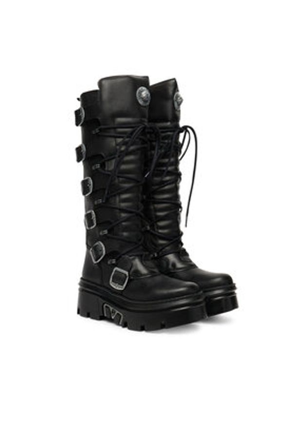 NEW ROCK Kozaki M-WALL272-S1 Czarny. Kolor: czarny. Materiał: skóra. Styl: rockowy