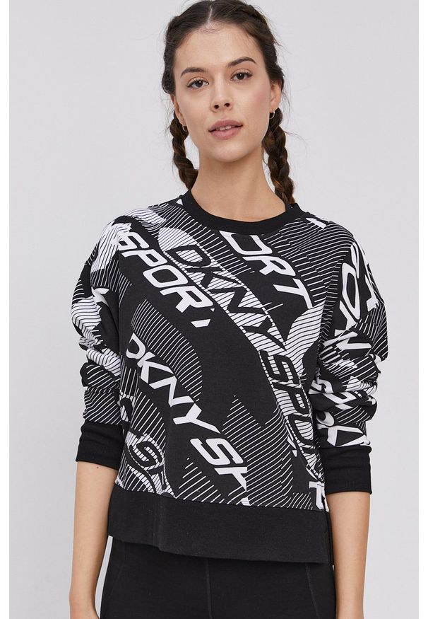 DKNY - Dkny - Bluza. Kolor: czarny. Materiał: dzianina. Długość rękawa: długi rękaw. Długość: długie
