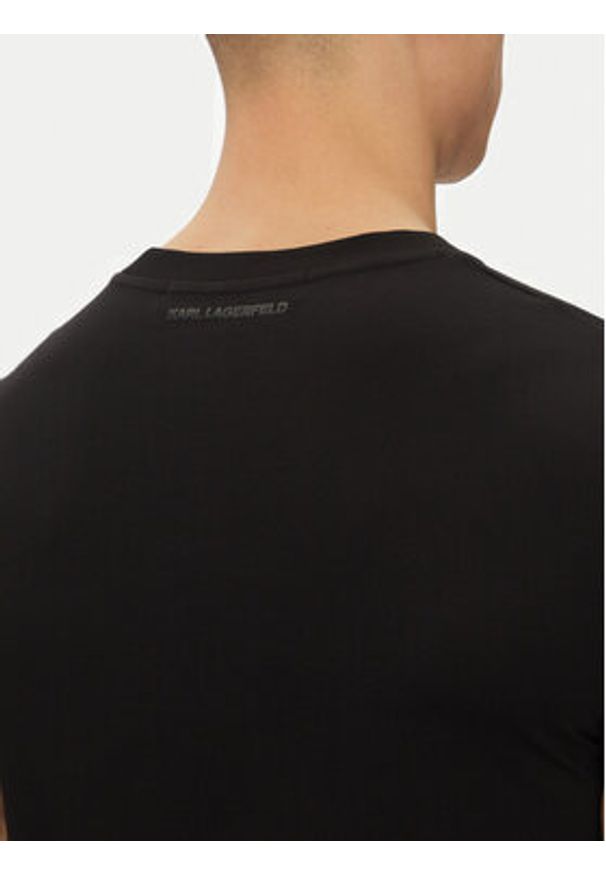 Karl Lagerfeld - KARL LAGERFELD T-Shirt 755064 552241 Czarny Regular Fit. Typ kołnierza: dekolt w karo. Kolor: czarny. Materiał: bawełna