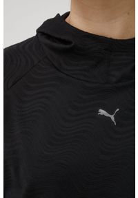 Puma bluza treningowa Flawless 521551 damska kolor czarny z kapturem wzorzysta. Typ kołnierza: kaptur. Kolor: czarny. Materiał: skóra, materiał. Długość rękawa: raglanowy rękaw #3