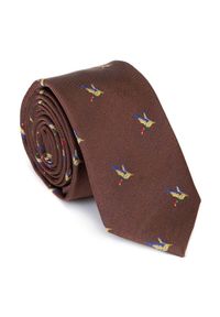 Wittchen - Krawat jedwabny w drobny wzór. Kolor: złoty, brązowy, wielokolorowy. Materiał: jedwab. Wzór: gładki. Styl: klasyczny