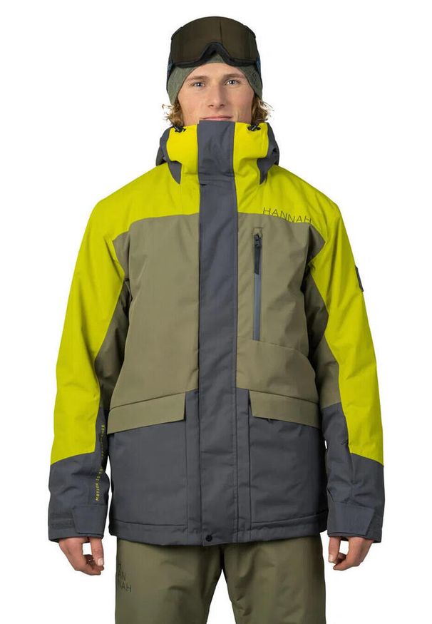 Kurtka męska narciarska Hannah Garow FD burnt olive/citronelle. Kolor: zielony, szary, wielokolorowy. Sport: narciarstwo