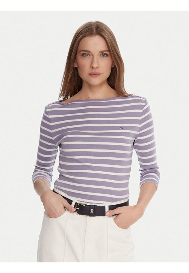 TOMMY HILFIGER - Tommy Hilfiger Bluzka WW0WW40589 Fioletowy Regular Fit. Kolor: fioletowy. Materiał: bawełna