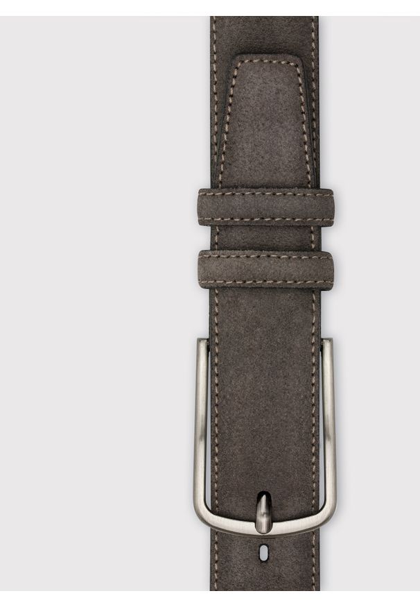 Pako Lorente - PAKO LORENTE - Zamszowy pasek męski w kolorze brązowym. Kolor: niebieski, brązowy. Materiał: zamsz