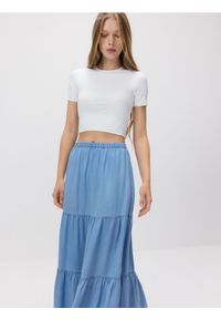 Reserved - Spódnica maxi z lyocellu - niebieski. Kolor: niebieski #1