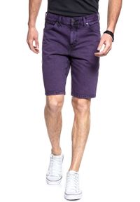 Wrangler - SPODENKI MĘSKIE WRANGLER DENIM SHORT PURPLE POP W14CRJ202 112126625. Materiał: denim. Wzór: jednolity #9