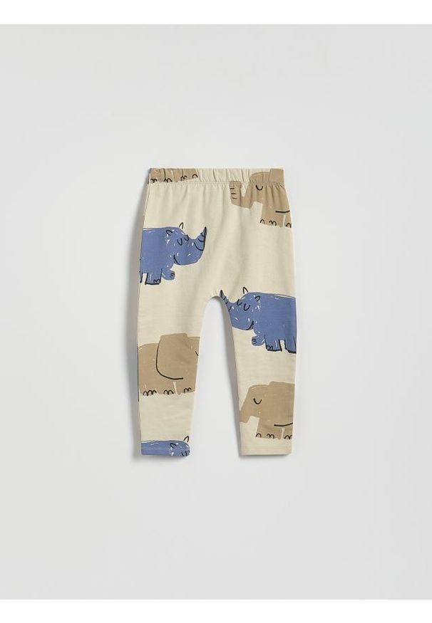 Reserved - Bawełniane legginsy - beżowy. Kolor: beżowy. Materiał: bawełna