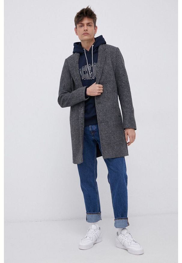 Jack & Jones - Bluza. Okazja: na co dzień. Typ kołnierza: kaptur. Kolor: niebieski. Materiał: dzianina. Styl: casual