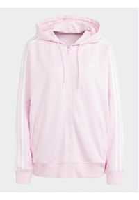 Adidas - adidas Bluza Essentials 3-Stripes IR6132 Różowy Loose Fit. Kolor: różowy. Materiał: bawełna #4