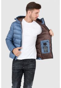 Blauer USA - BLAUER Niebieska puchowa kurtka męska z kapturem, Rozmiar 3XL. Typ kołnierza: kaptur. Kolor: niebieski. Materiał: puch #4